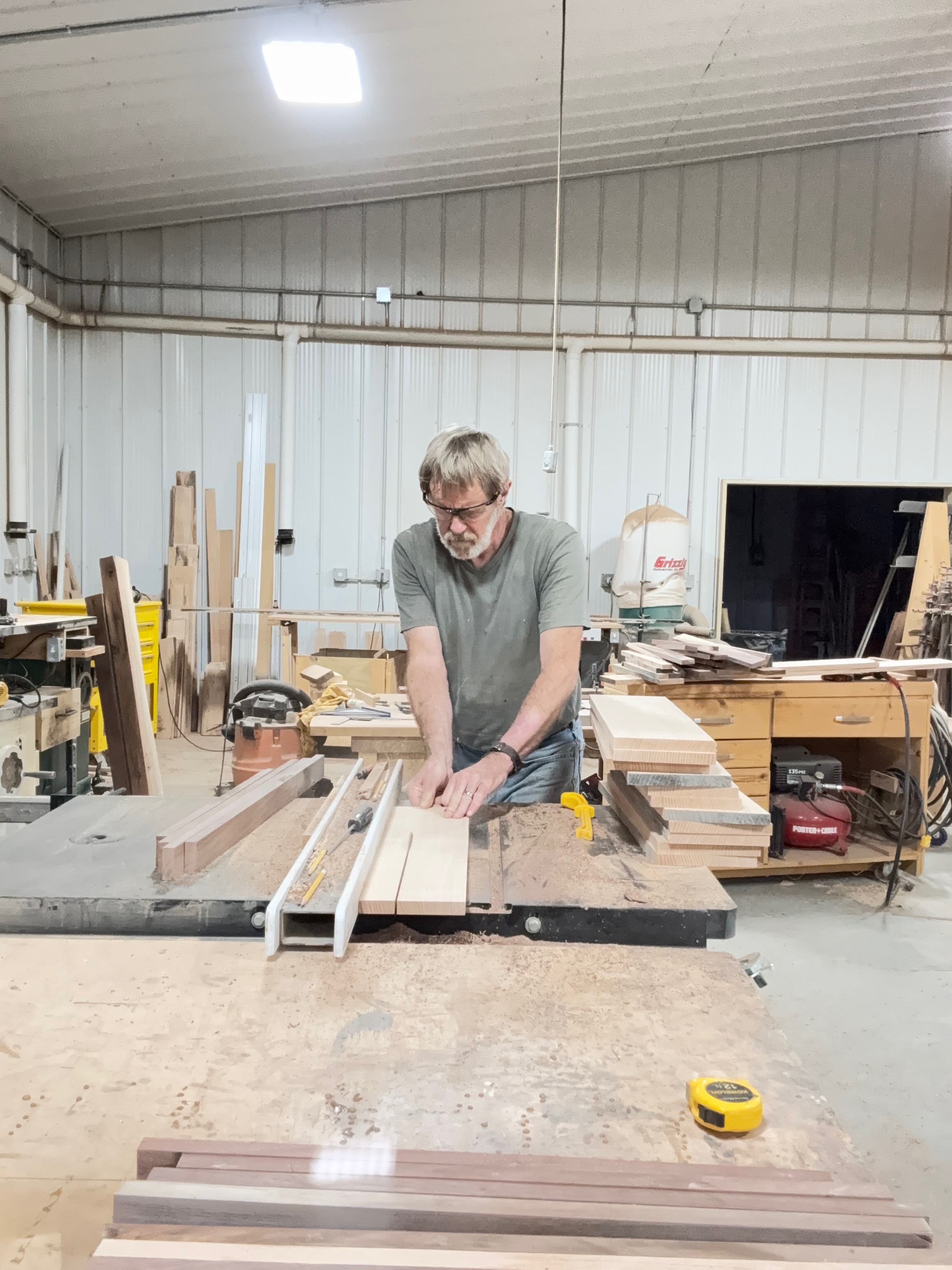 Aaron Newton at work in the shop