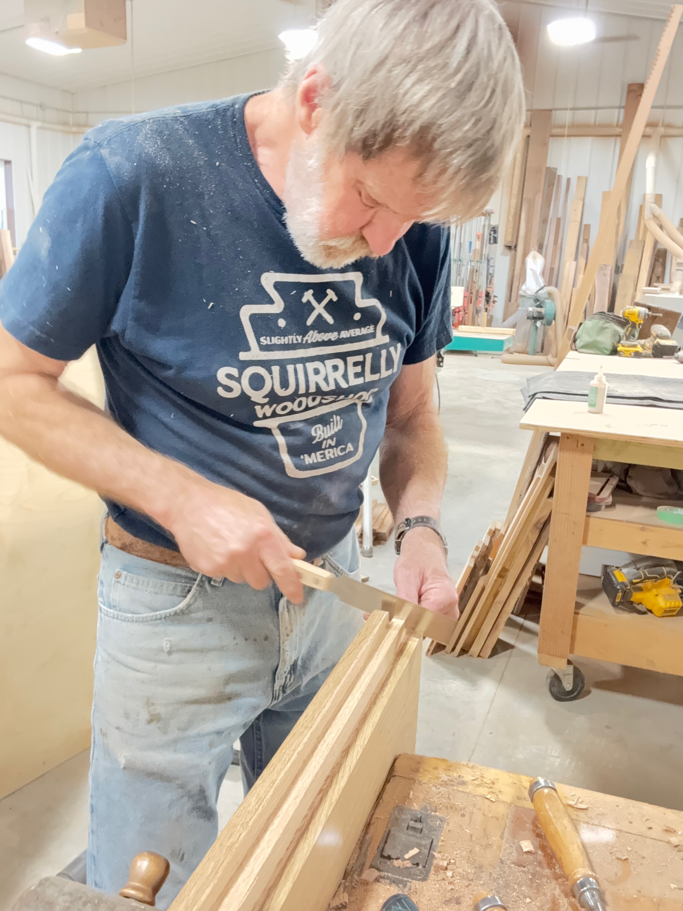 Aaron Newton at work in the shop