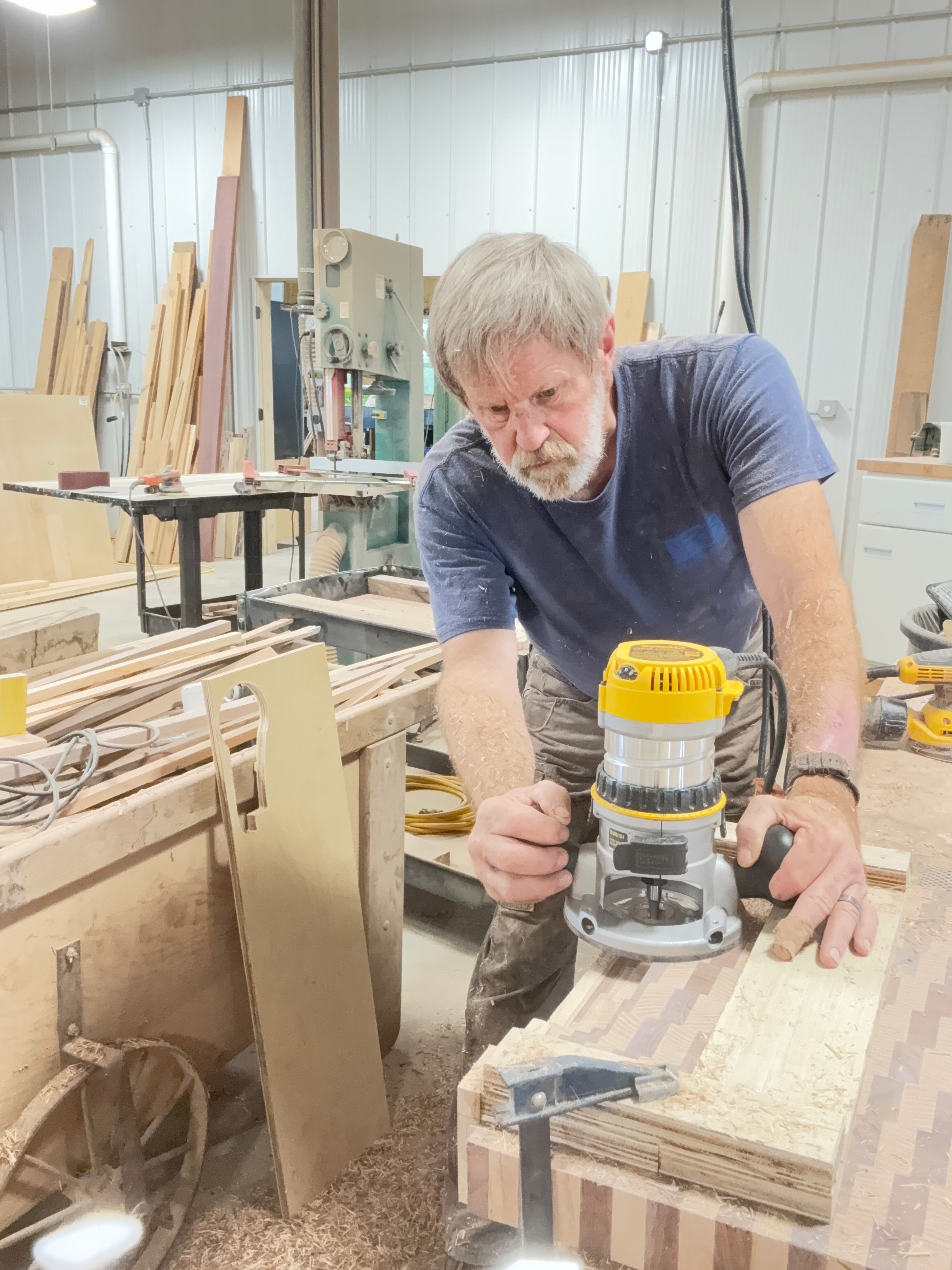Aaron Newton at work in the shop