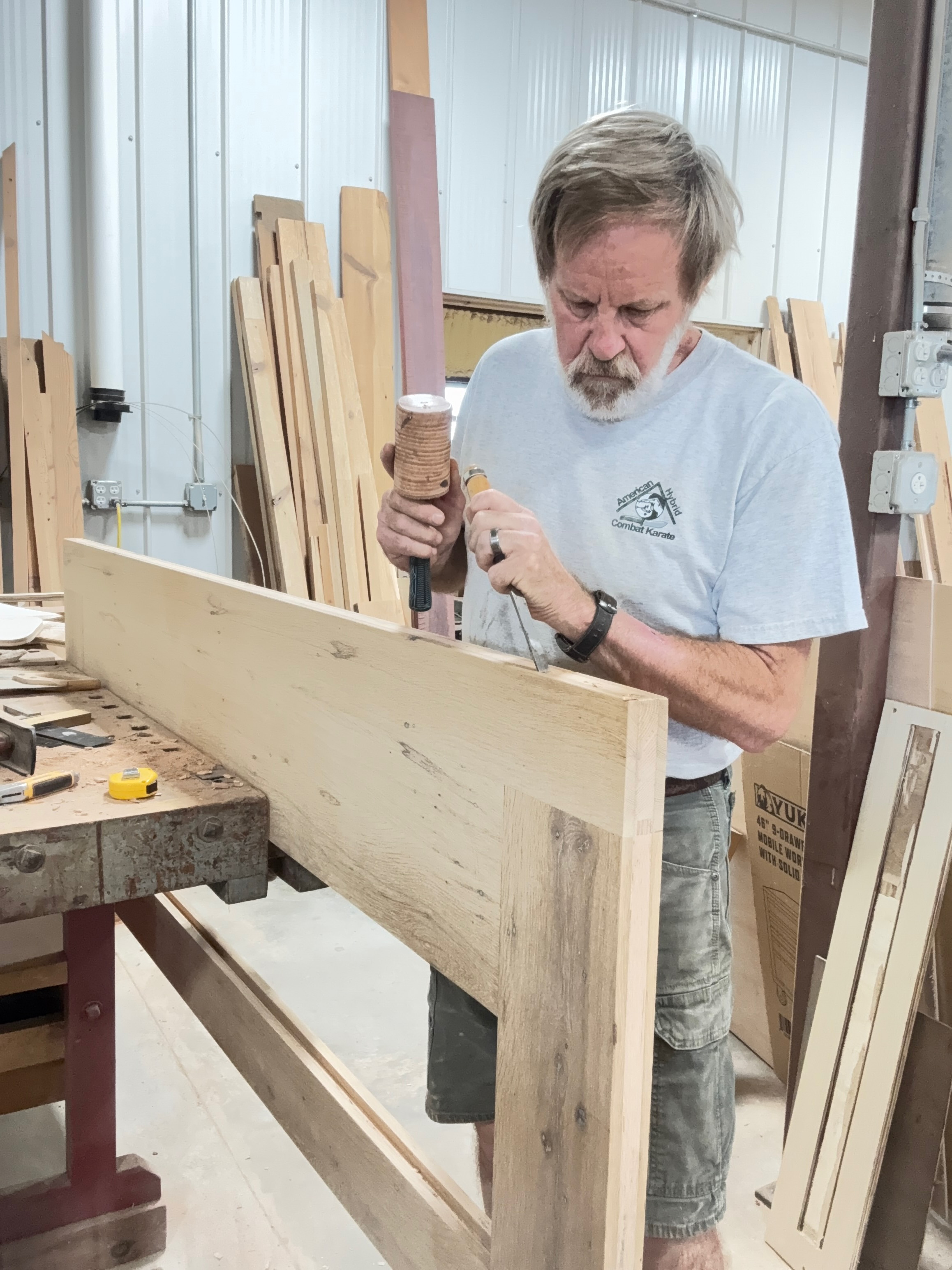 Aaron Newton at work in the shop